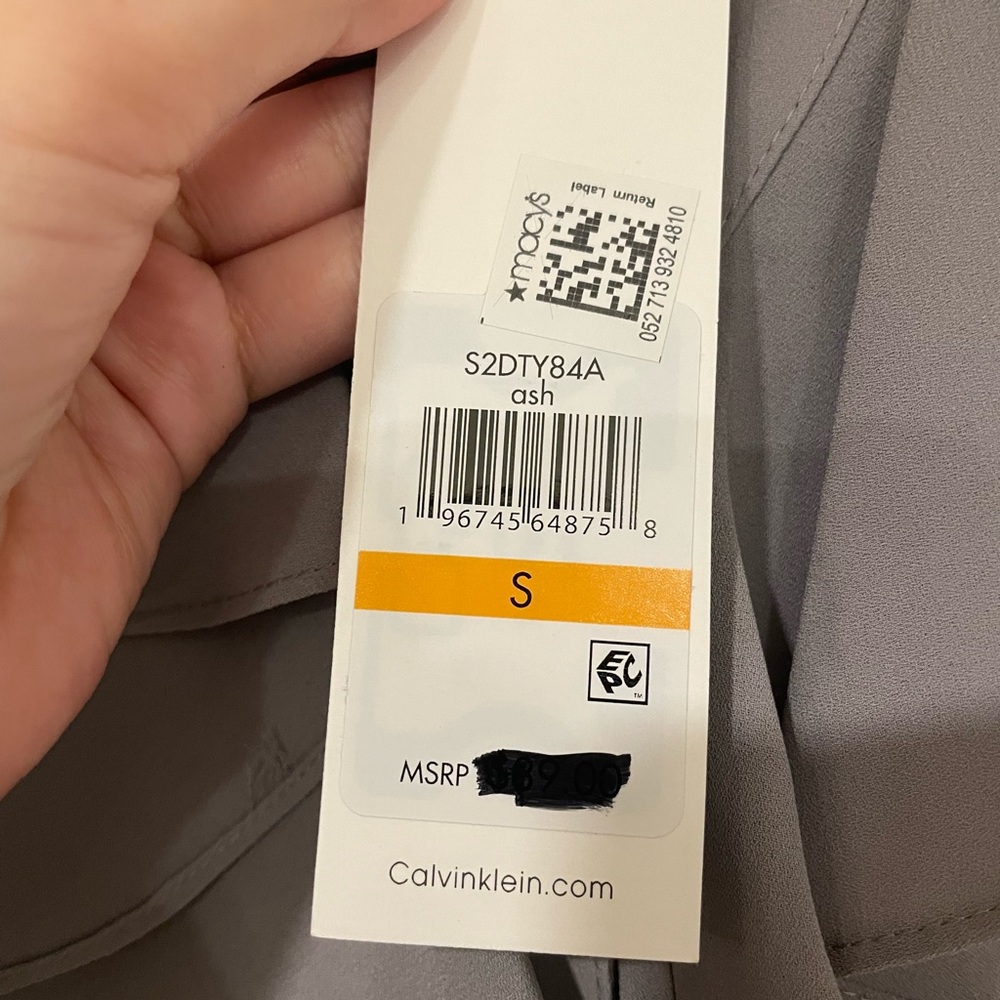 Calvin Klein Gray Ruffle Button-Front Blouse - Picture 4 of 4